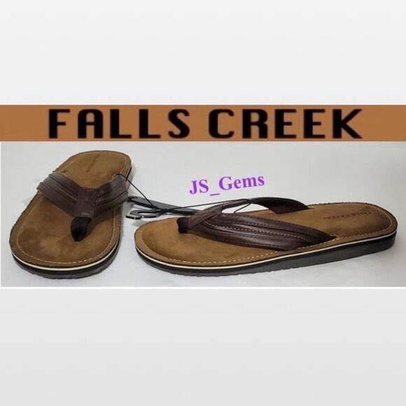 New Falls Creek Mens Flip Flops Shoes Outdoor Brown Tan Size 9 Slip On - Picture 1 of 15